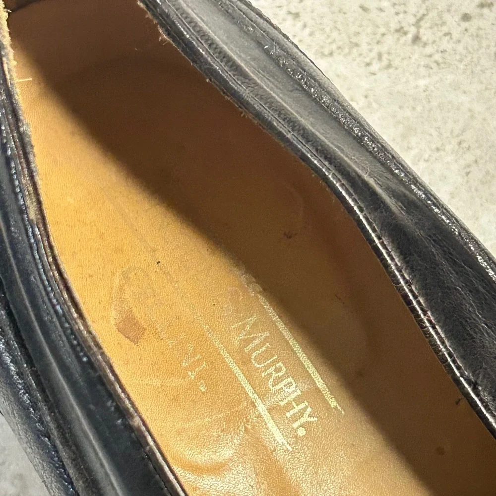 Johnston & Murphy Cellini Loafers Black Leather Mens 10 M Tassel Kiltie Italy